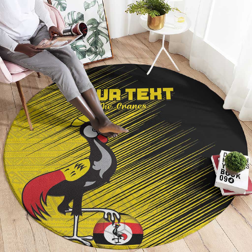 Uganda Football Custom Round Carpet African Pattern Mix Grunge Style - Yellow Color LT15