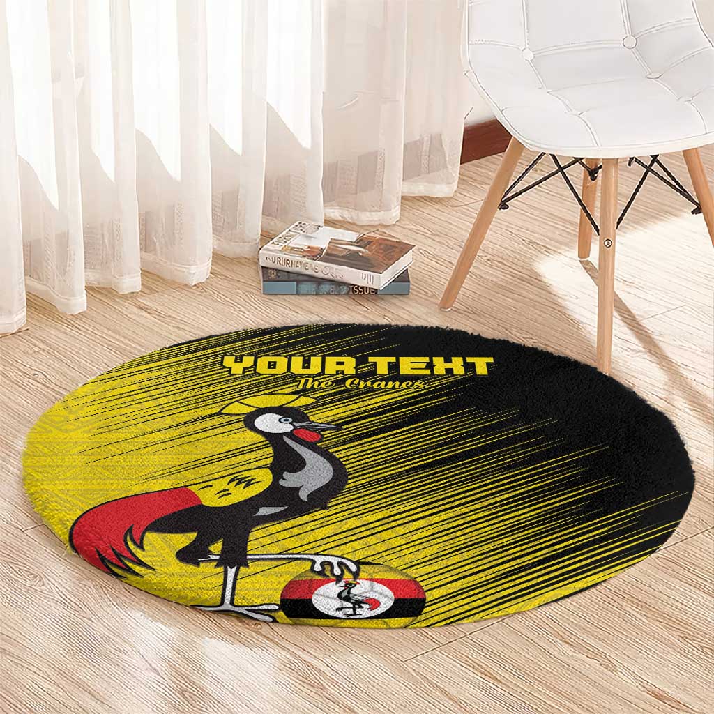 Uganda Football Custom Round Carpet African Pattern Mix Grunge Style - Yellow Color LT15