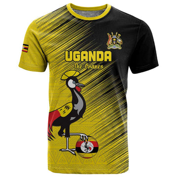 Uganda Football Custom T shirt African Pattern Mix Grunge Style - Yellow Color LT15