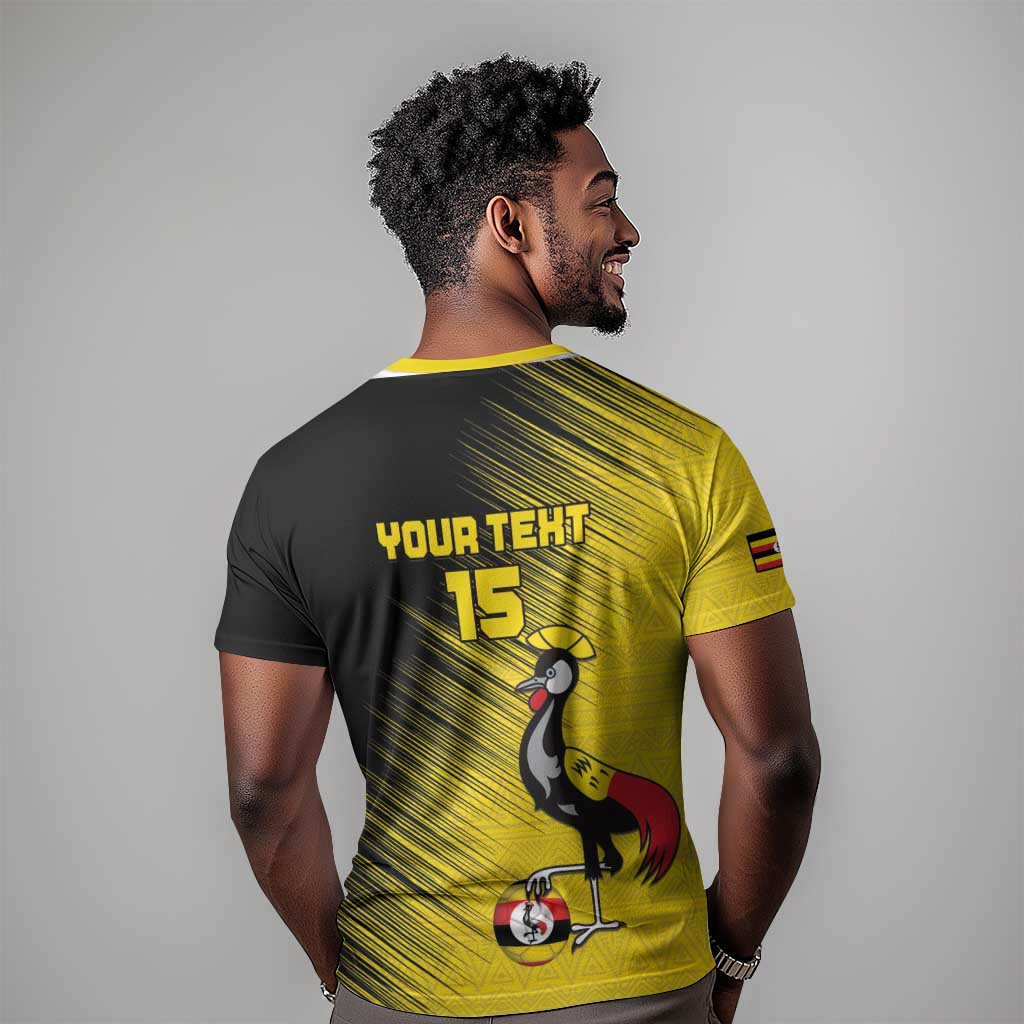 Uganda Football Custom T shirt African Pattern Mix Grunge Style - Yellow Color LT15