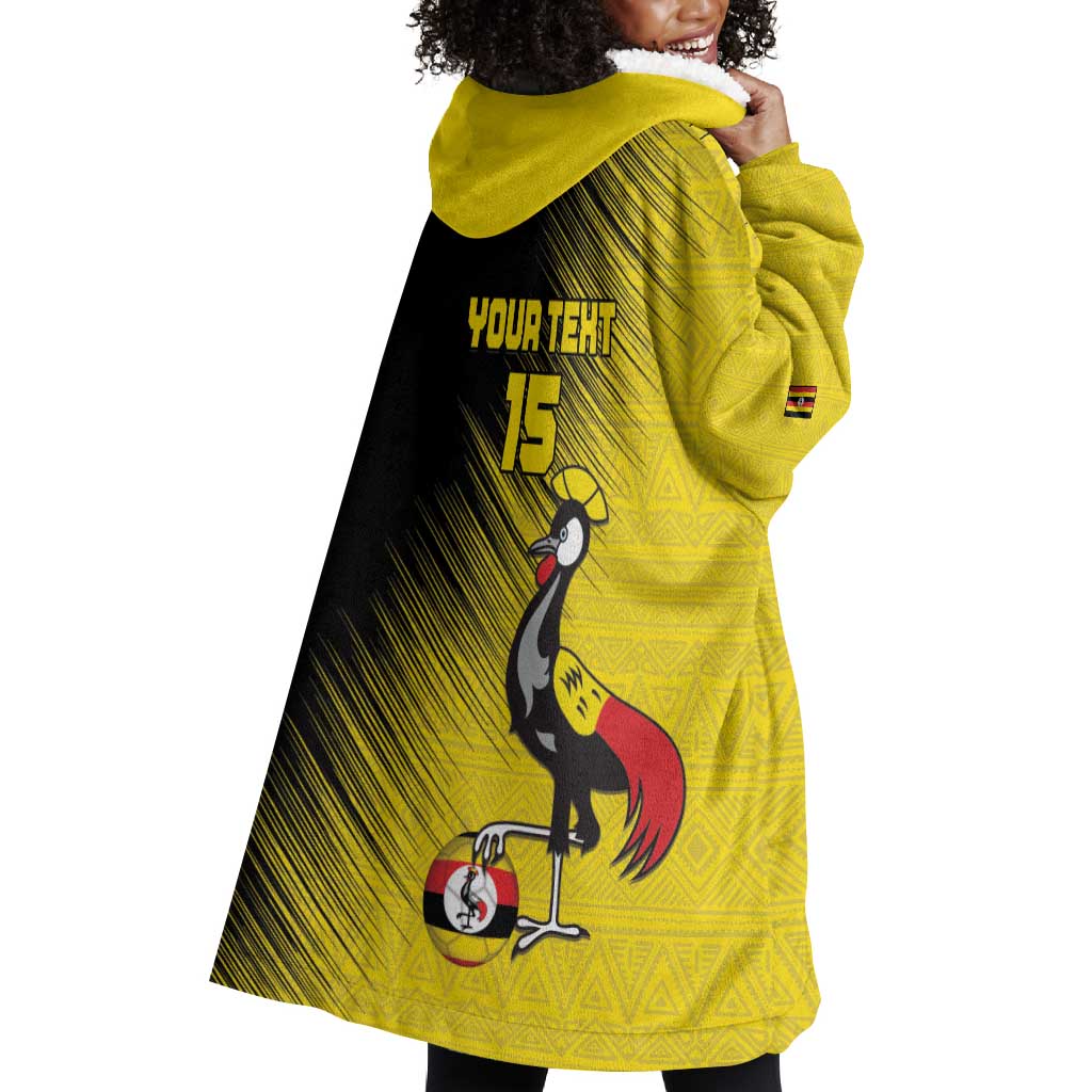 Uganda Football Custom Wearable Blanket Hoodie African Pattern Mix Grunge Style - Yellow Color LT15