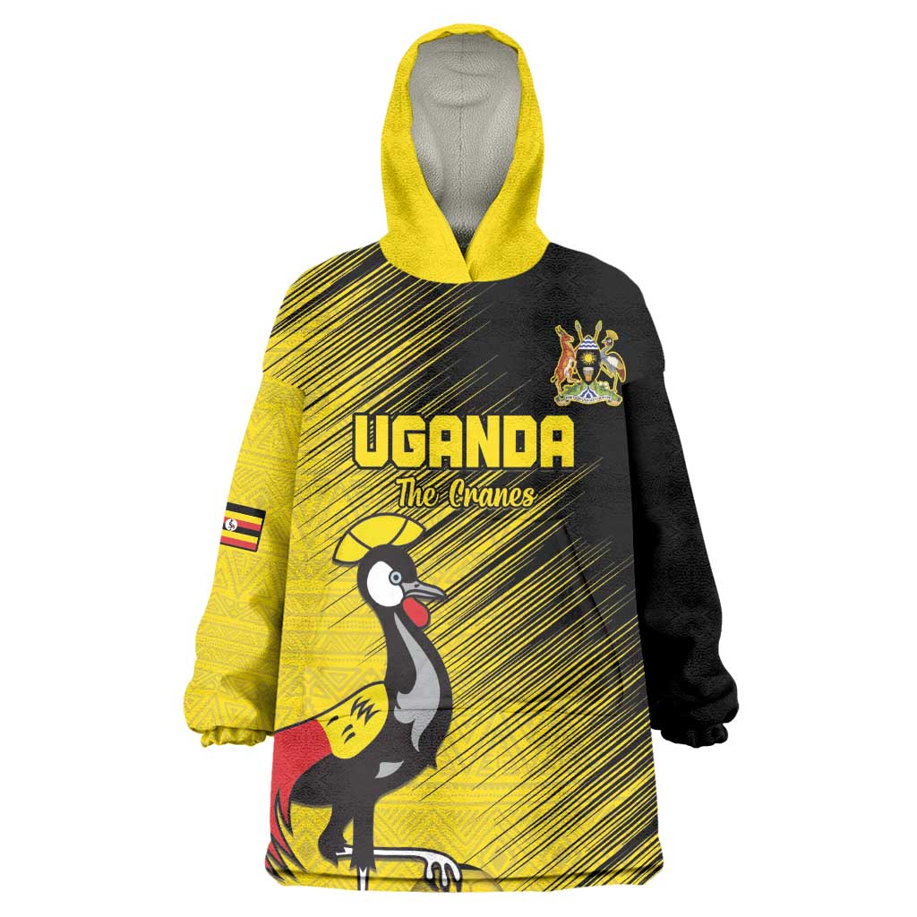 Uganda Football Custom Wearable Blanket Hoodie African Pattern Mix Grunge Style - Yellow Color LT15