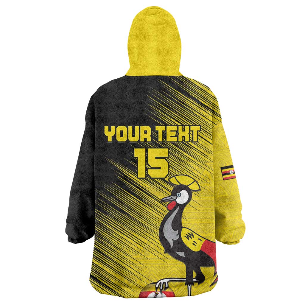 Uganda Football Custom Wearable Blanket Hoodie African Pattern Mix Grunge Style - Yellow Color LT15