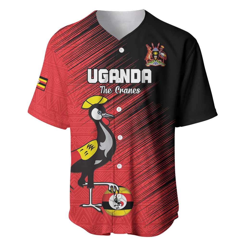 Uganda Football Custom Baseball Jersey African Pattern Mix Grunge Style - Red Color LT15