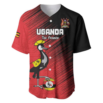 Uganda Football Custom Baseball Jersey African Pattern Mix Grunge Style - Red Color LT15