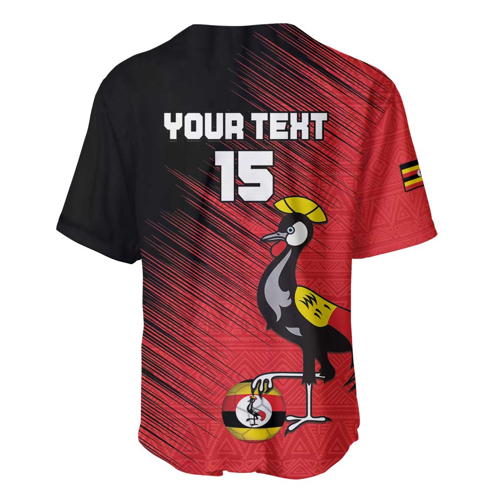 Uganda Football Custom Baseball Jersey African Pattern Mix Grunge Style - Red Color LT15