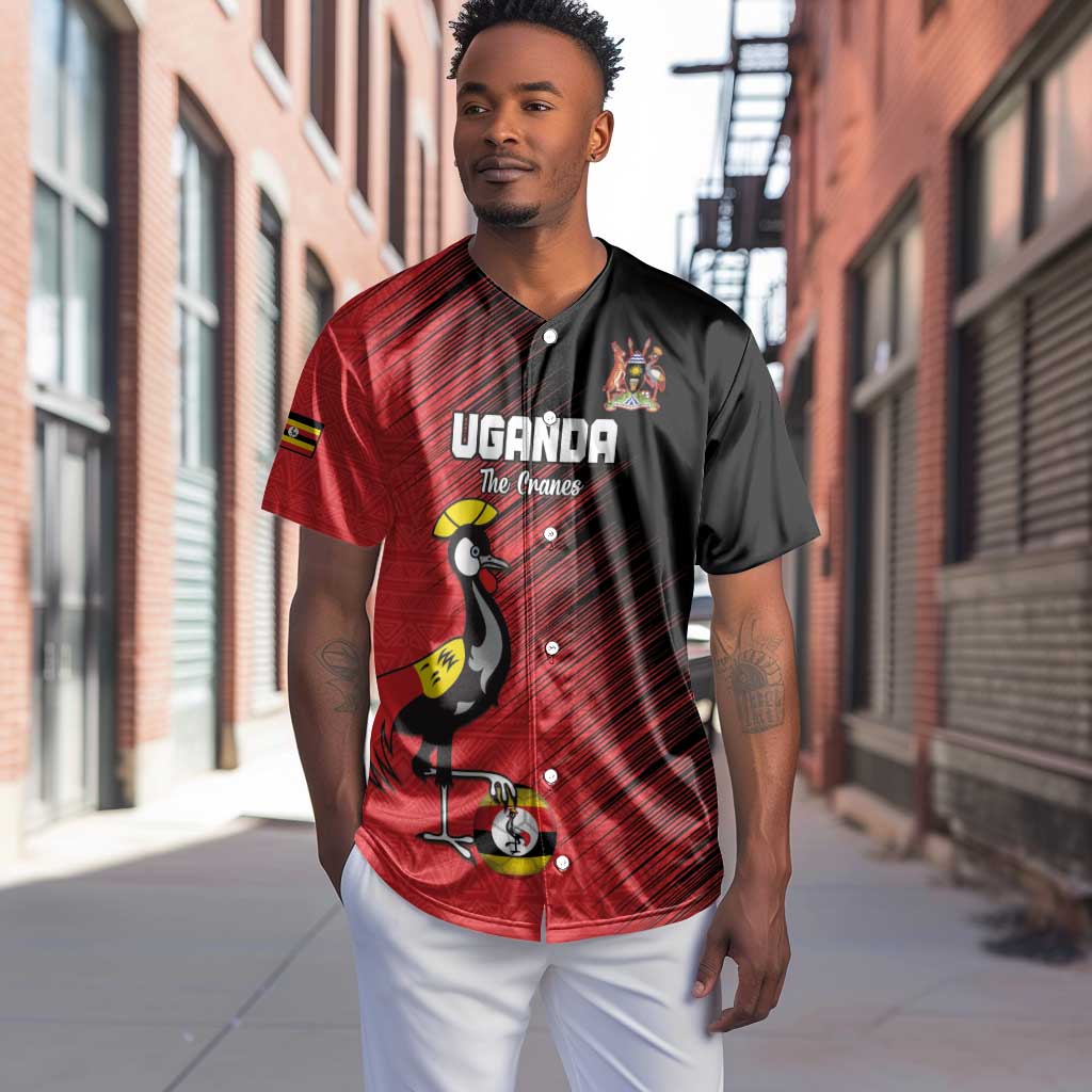 Uganda Football Custom Baseball Jersey African Pattern Mix Grunge Style - Red Color LT15