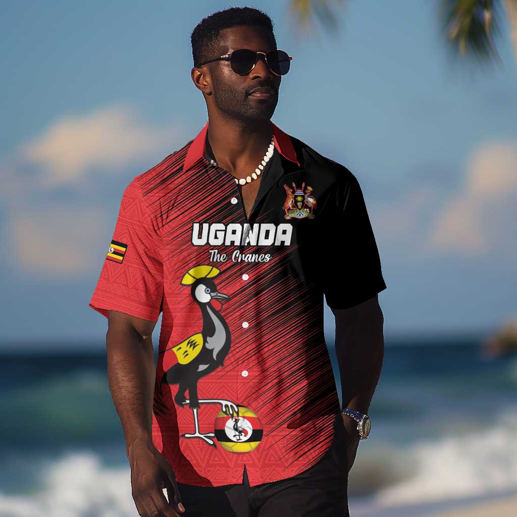 Uganda Football Custom Hawaiian Shirt African Pattern Mix Grunge Style - Red Color LT15