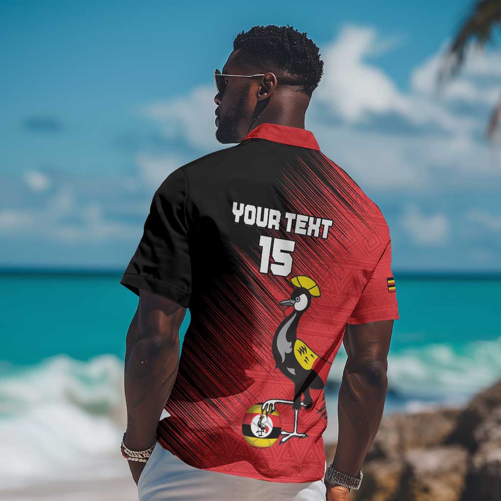Uganda Football Custom Hawaiian Shirt African Pattern Mix Grunge Style - Red Color LT15