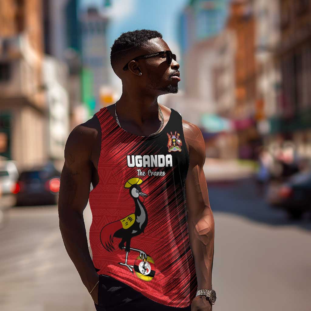 Uganda Football Custom Men Tank Top African Pattern Mix Grunge Style - Red Color LT15