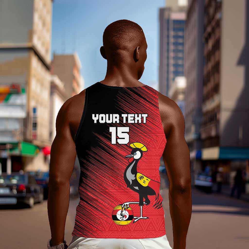 Uganda Football Custom Men Tank Top African Pattern Mix Grunge Style - Red Color LT15