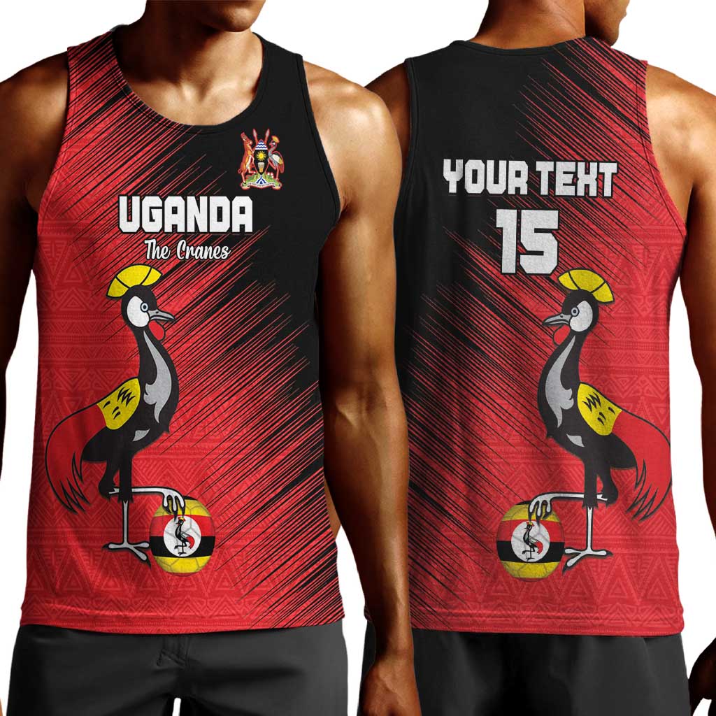 Uganda Football Custom Men Tank Top African Pattern Mix Grunge Style - Red Color LT15