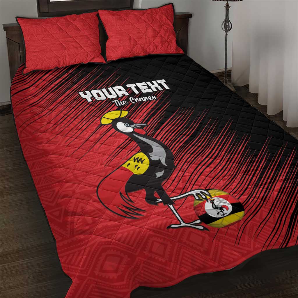 Uganda Football Custom Quilt Bed Set African Pattern Mix Grunge Style - Red Color LT15