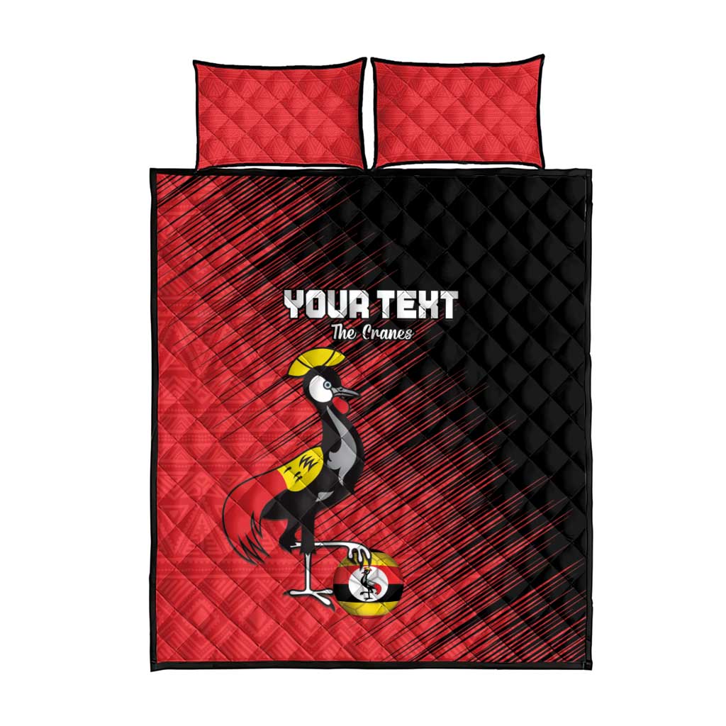 Uganda Football Custom Quilt Bed Set African Pattern Mix Grunge Style - Red Color LT15