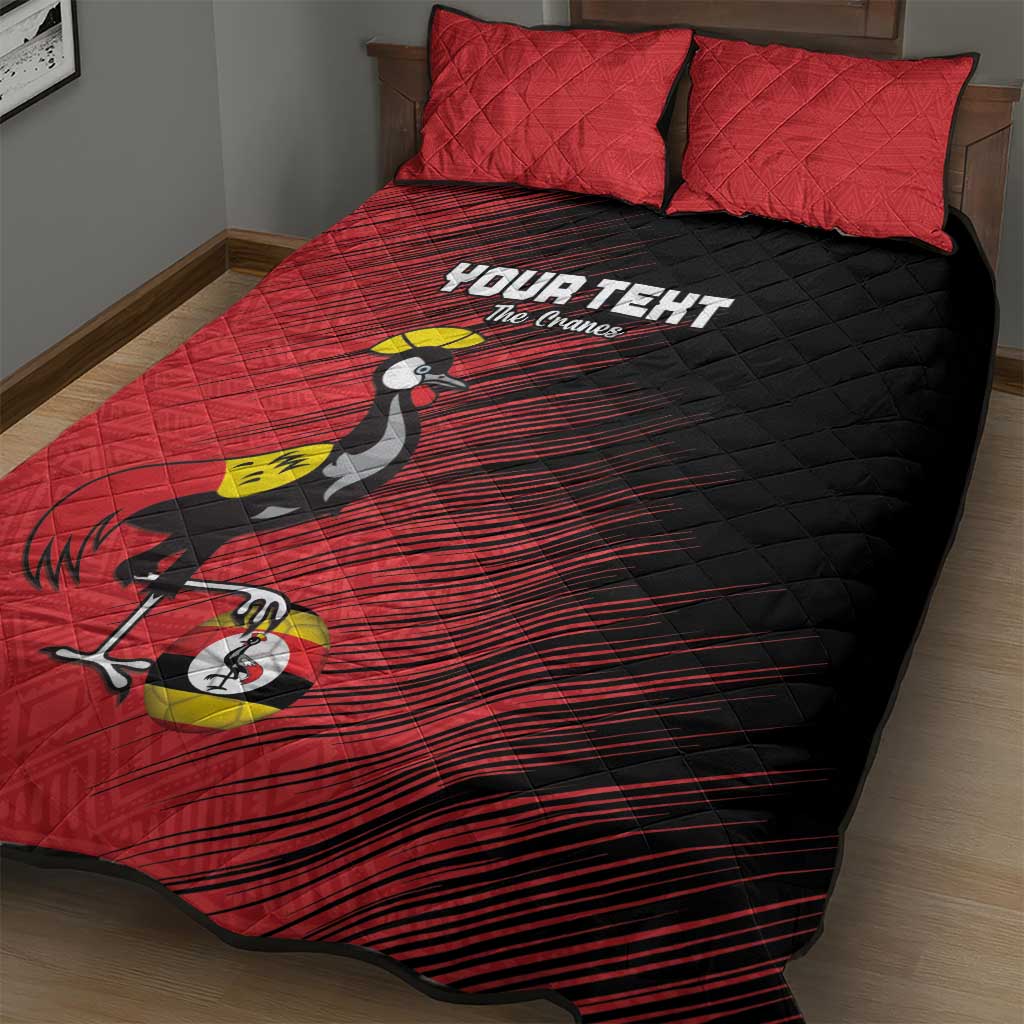 Uganda Football Custom Quilt Bed Set African Pattern Mix Grunge Style - Red Color LT15