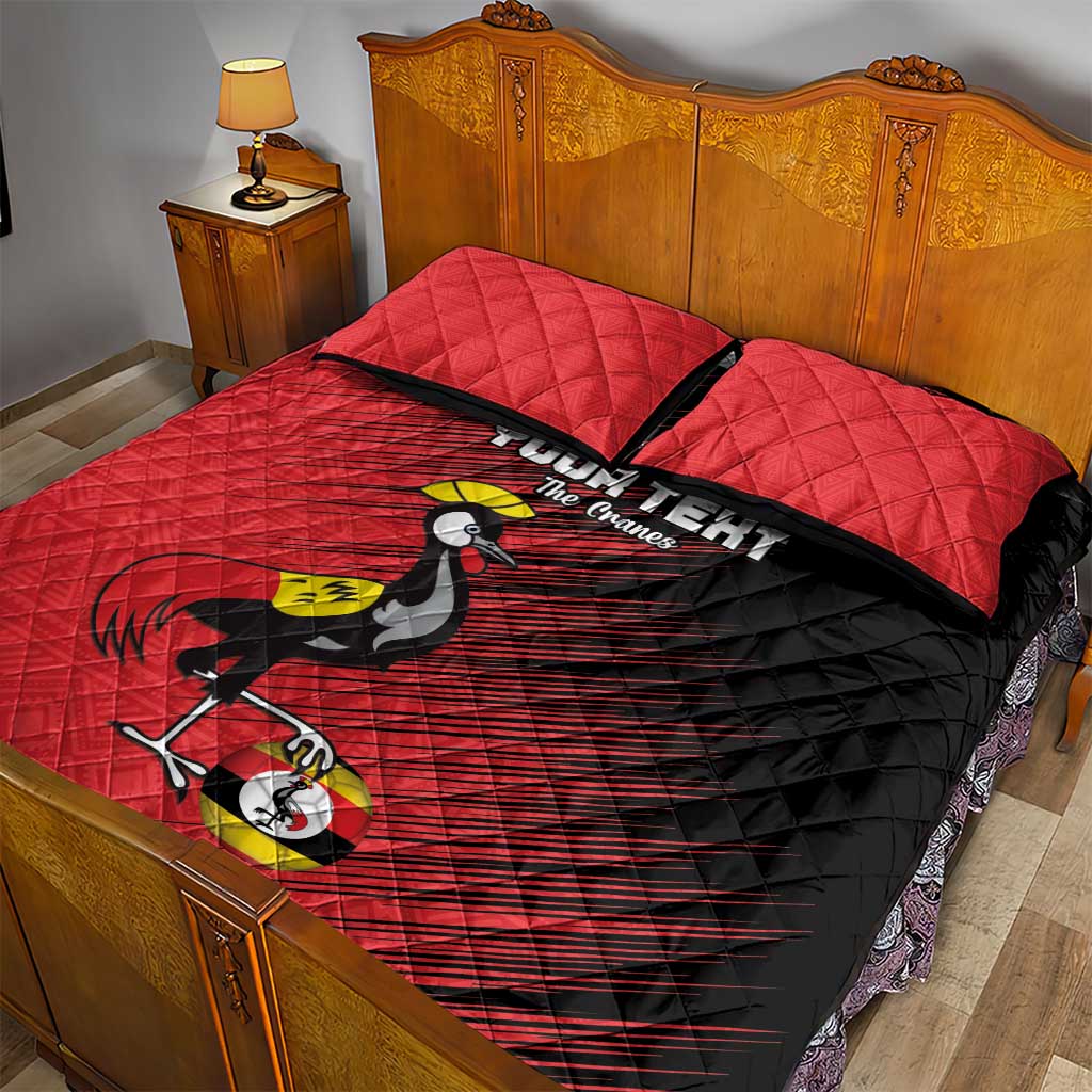 Uganda Football Custom Quilt Bed Set African Pattern Mix Grunge Style - Red Color LT15