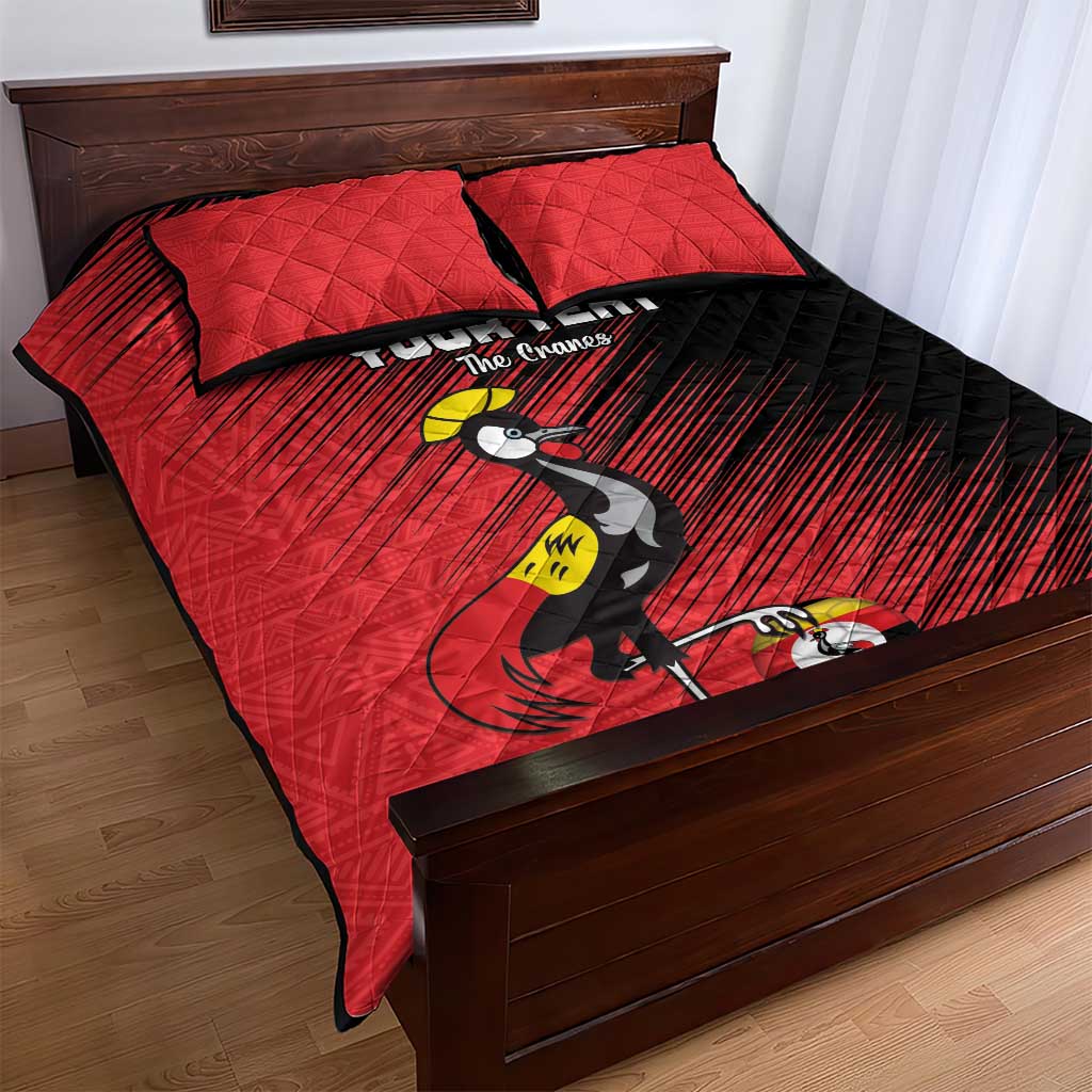 Uganda Football Custom Quilt Bed Set African Pattern Mix Grunge Style - Red Color LT15