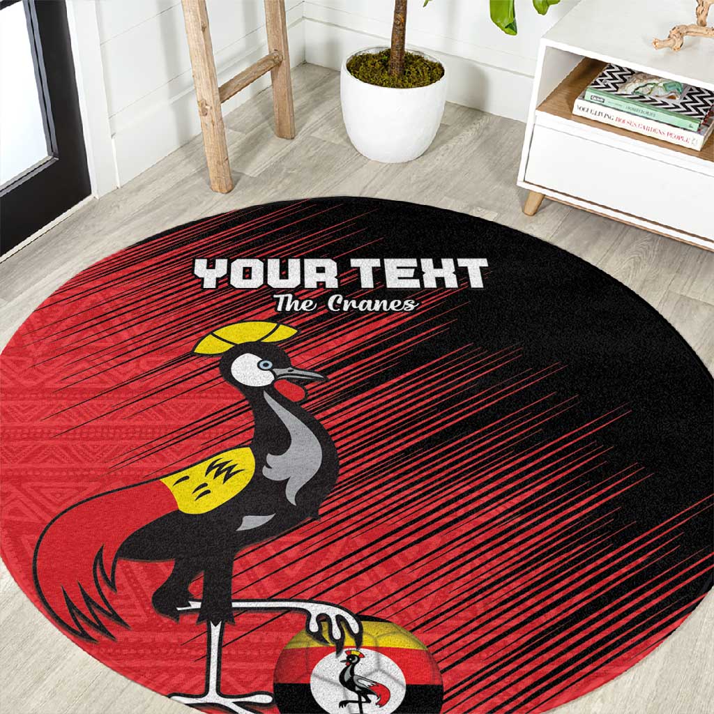 Uganda Football Custom Round Carpet African Pattern Mix Grunge Style - Red Color LT15