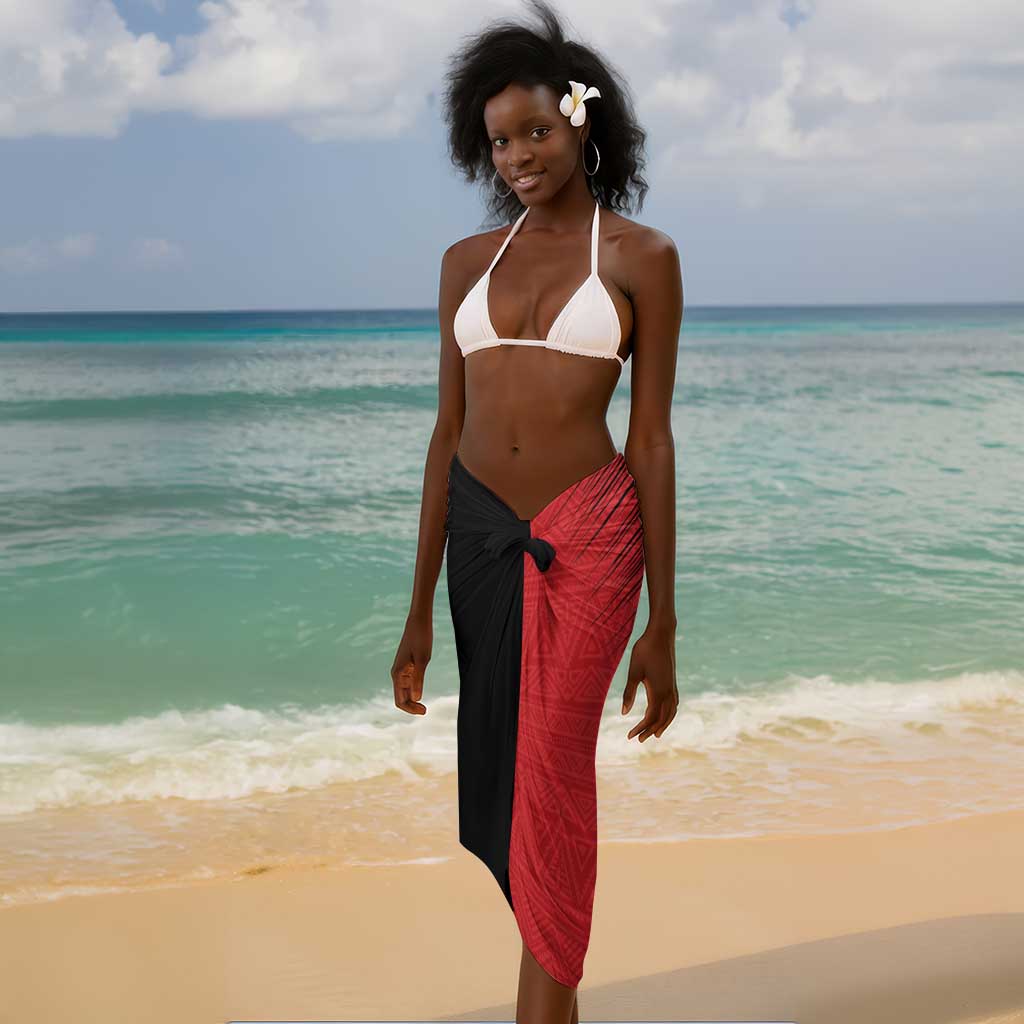 Uganda Football Custom Sarong African Pattern Mix Grunge Style - Red Color LT15