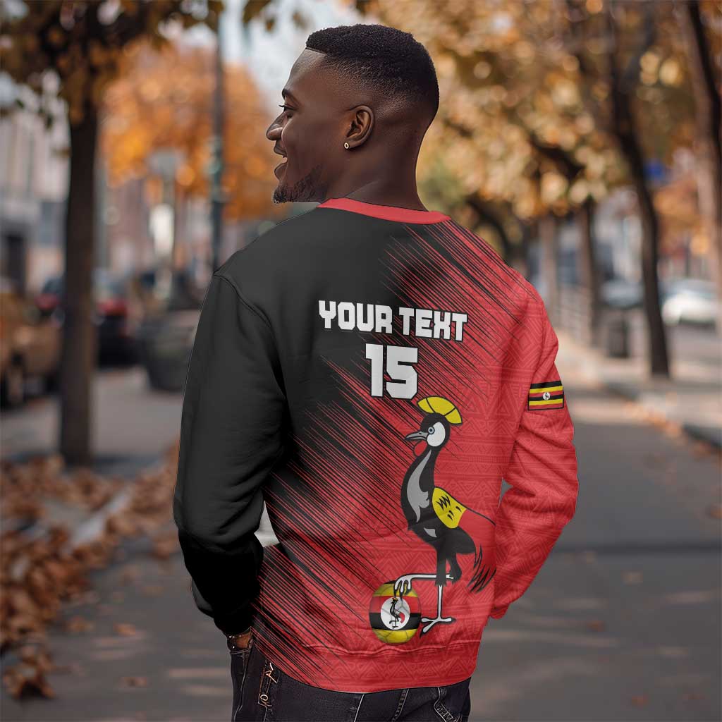Uganda Football Custom Sweatshirt African Pattern Mix Grunge Style - Red Color LT15