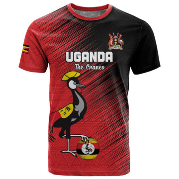 Uganda Football Custom T shirt African Pattern Mix Grunge Style - Red Color LT15