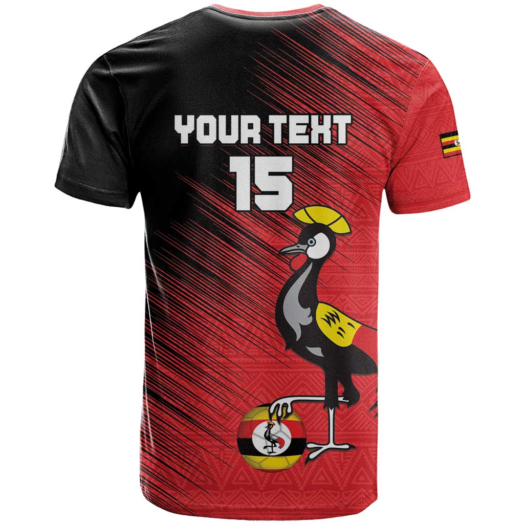 Uganda Football Custom T shirt African Pattern Mix Grunge Style - Red Color LT15