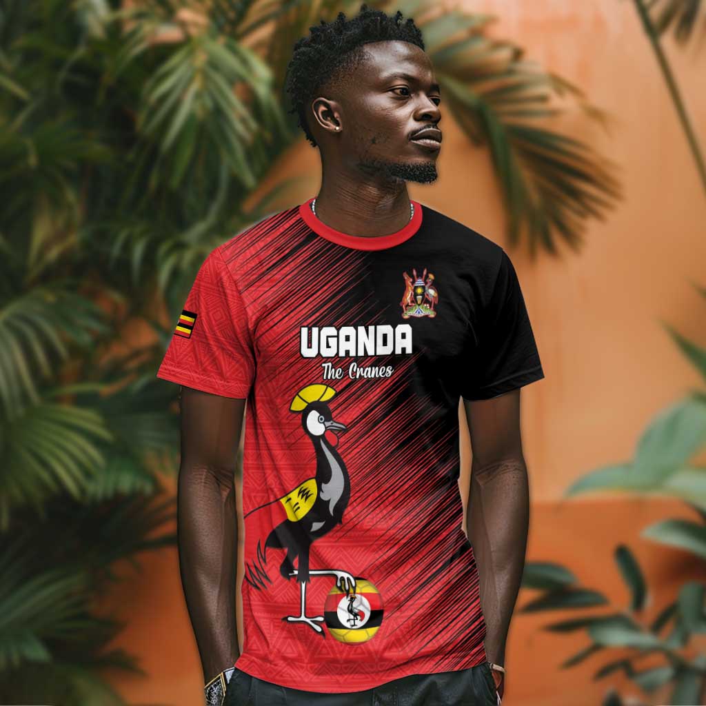 Uganda Football Custom T shirt African Pattern Mix Grunge Style - Red Color LT15