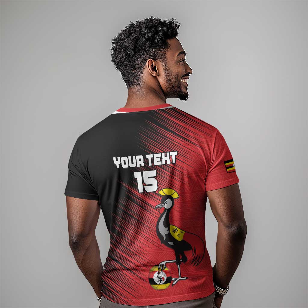 Uganda Football Custom T shirt African Pattern Mix Grunge Style - Red Color LT15