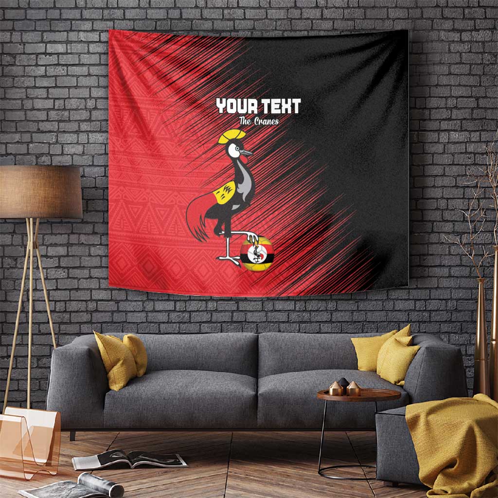 Uganda Football Custom Tapestry African Pattern Mix Grunge Style - Red Color LT15