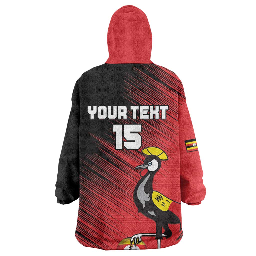 Uganda Football Custom Wearable Blanket Hoodie African Pattern Mix Grunge Style - Red Color LT15