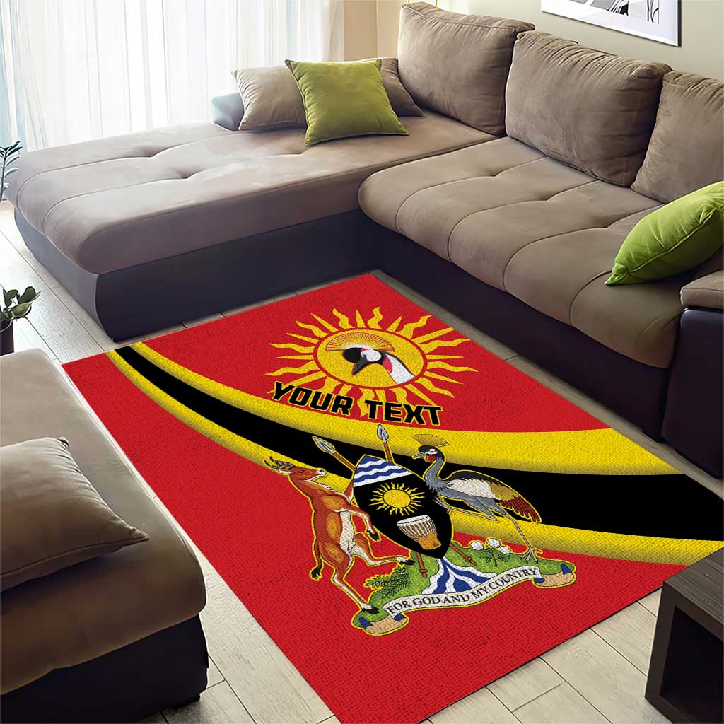 Personalised Afro Uganda Area Rug Black Crowned Crane With Coat Of Arms LT15
