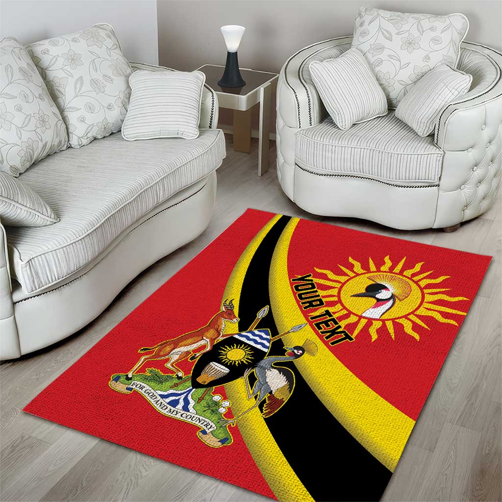 Personalised Afro Uganda Area Rug Black Crowned Crane With Coat Of Arms LT15