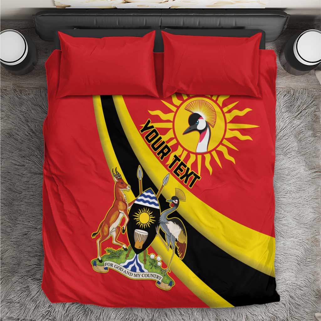 Personalised Afro Uganda Bedding Set Black Crowned Crane With Coat Of Arms LT15