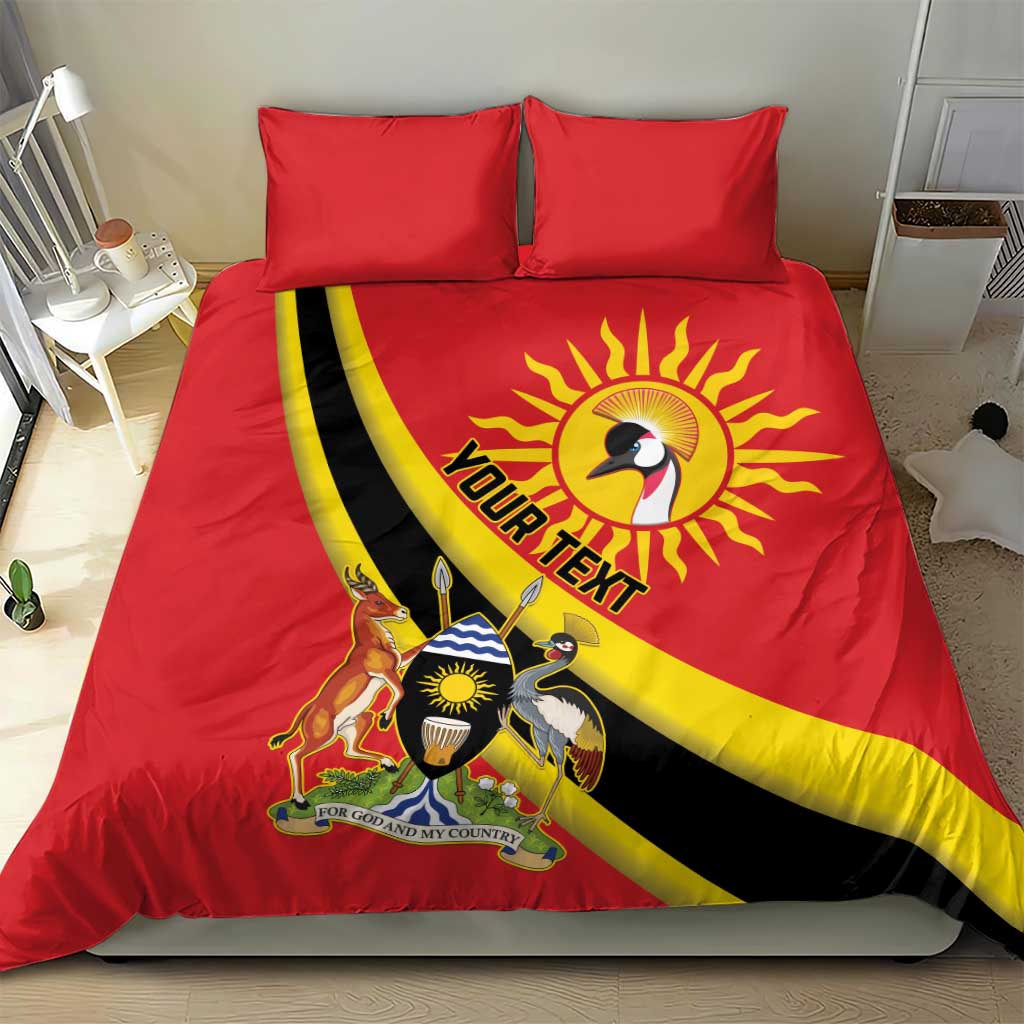 Personalised Afro Uganda Bedding Set Black Crowned Crane With Coat Of Arms LT15