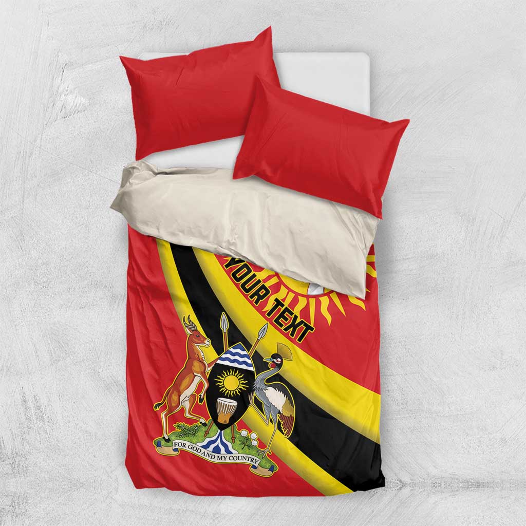 Personalised Afro Uganda Bedding Set Black Crowned Crane With Coat Of Arms LT15