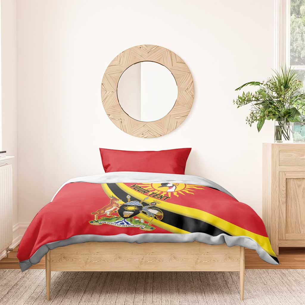 Personalised Afro Uganda Bedding Set Black Crowned Crane With Coat Of Arms LT15