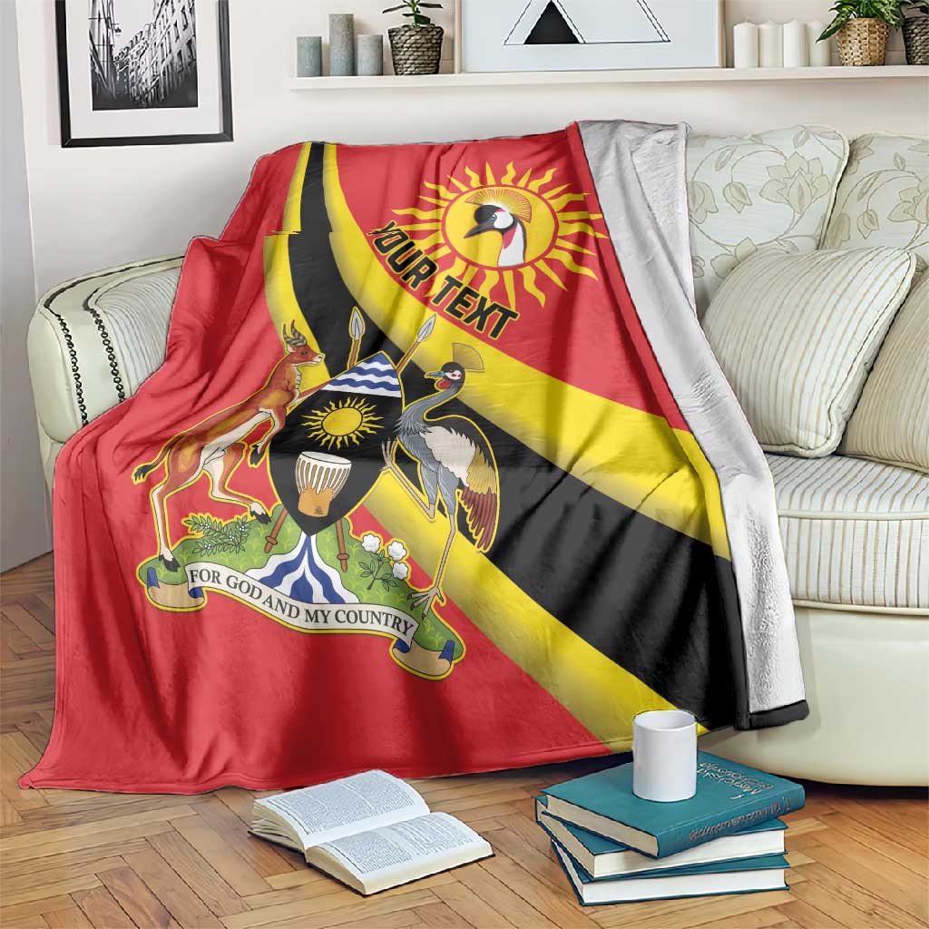 Personalised Afro Uganda Blanket Black Crowned Crane With Coat Of Arms LT15