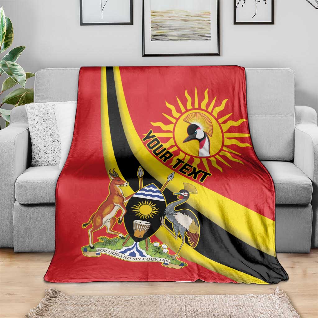 Personalised Afro Uganda Blanket Black Crowned Crane With Coat Of Arms LT15
