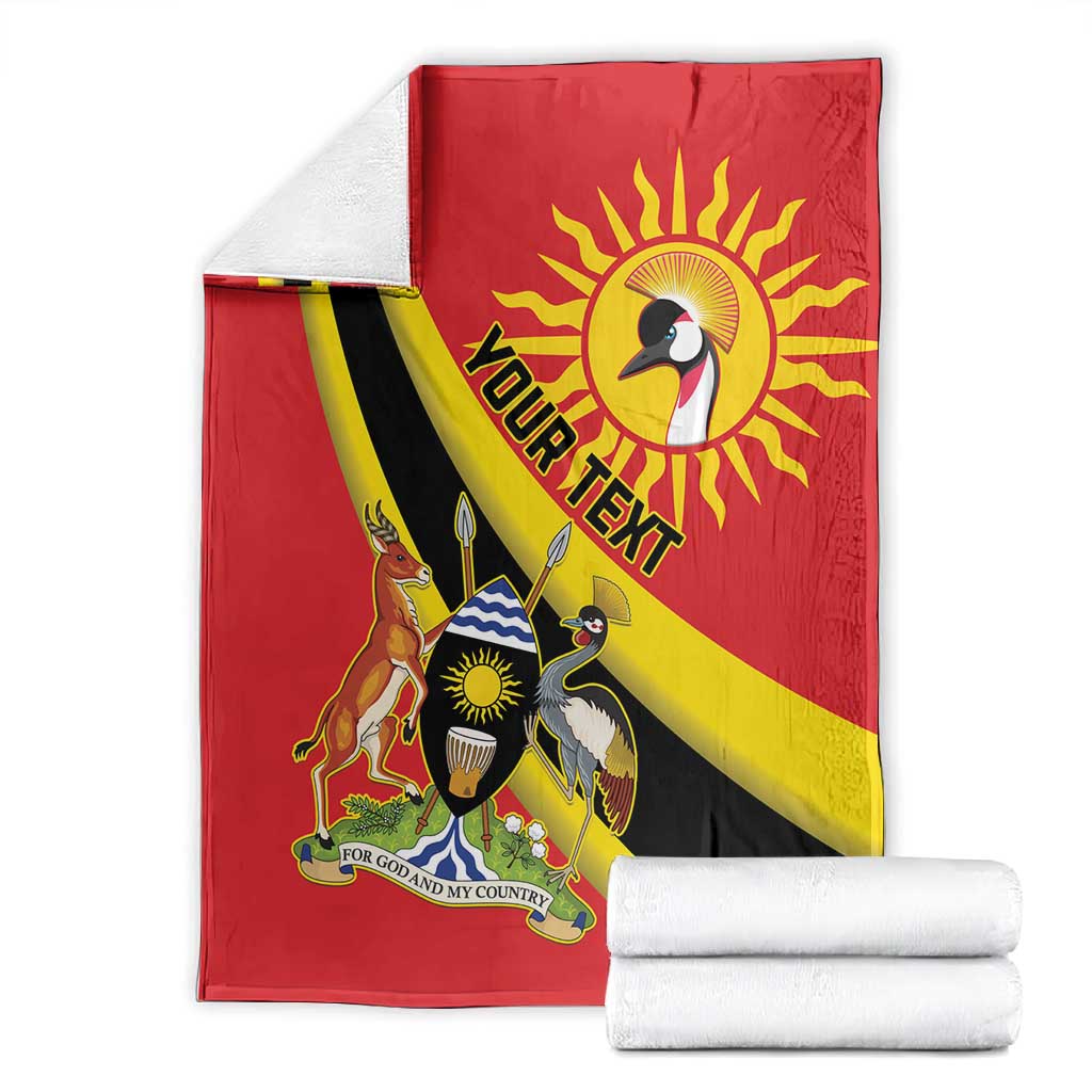 Personalised Afro Uganda Blanket Black Crowned Crane With Coat Of Arms LT15