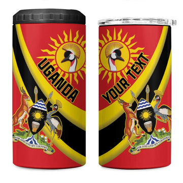 Personalised Afro Uganda 4 in 1 Can Cooler Tumbler Black Crowned Crane With Coat Of Arms LT15