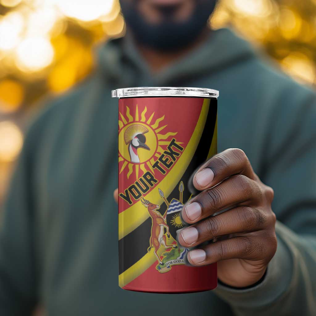 Personalised Afro Uganda 4 in 1 Can Cooler Tumbler Black Crowned Crane With Coat Of Arms LT15
