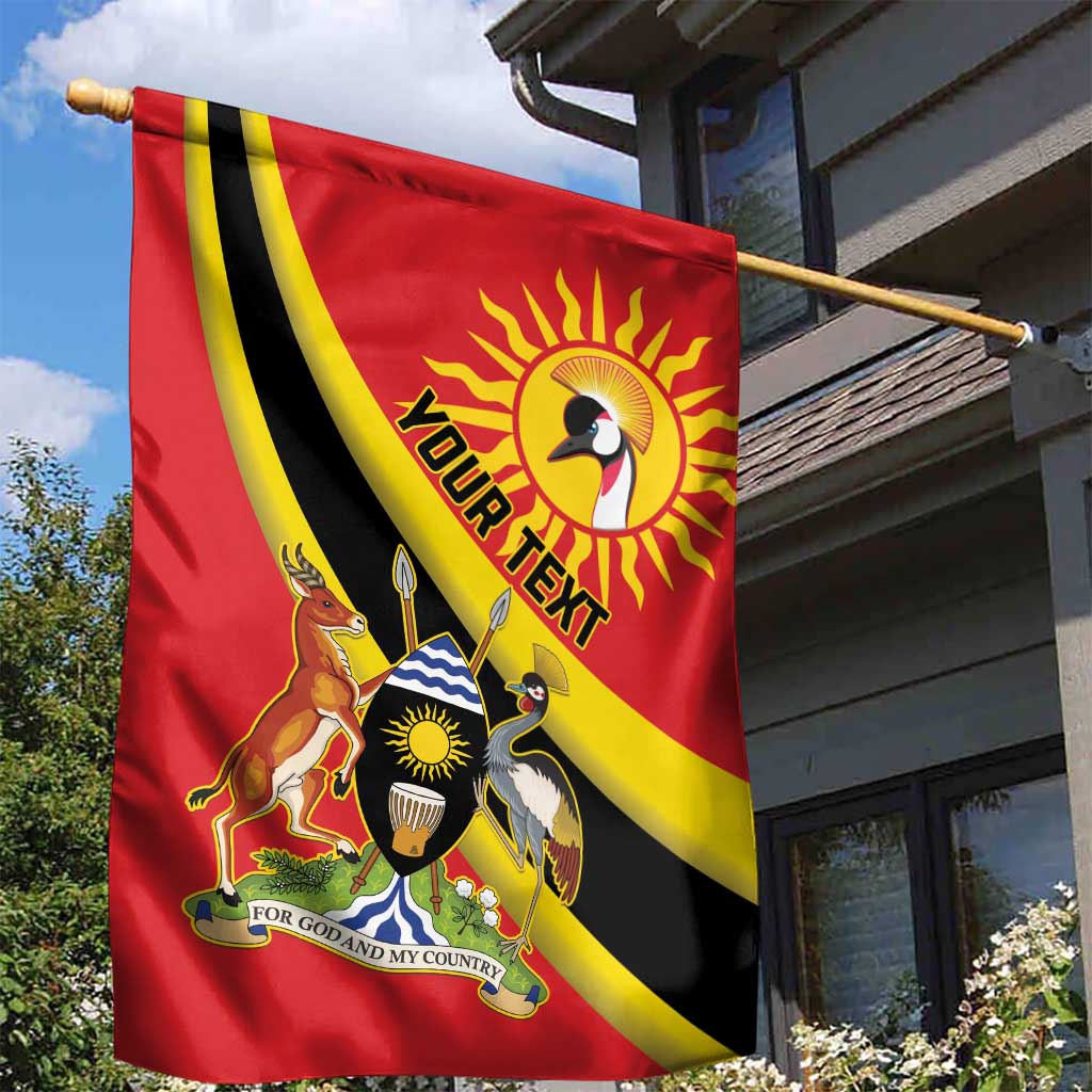 Personalised Afro Uganda Garden Flag Black Crowned Crane With Coat Of Arms LT15