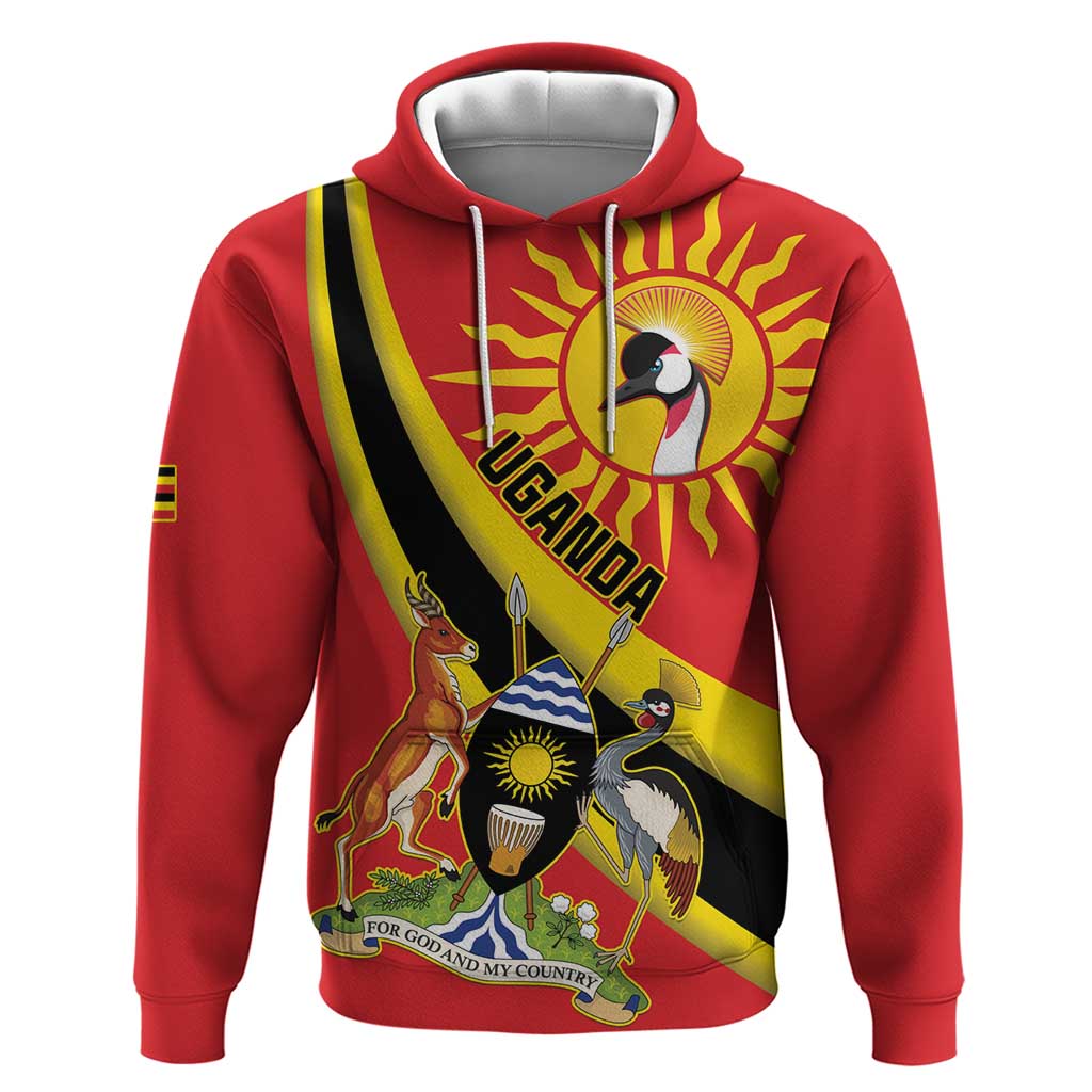 Personalized Uganda Hoodie Black Crowned Crane With Coat Of Arms LT15