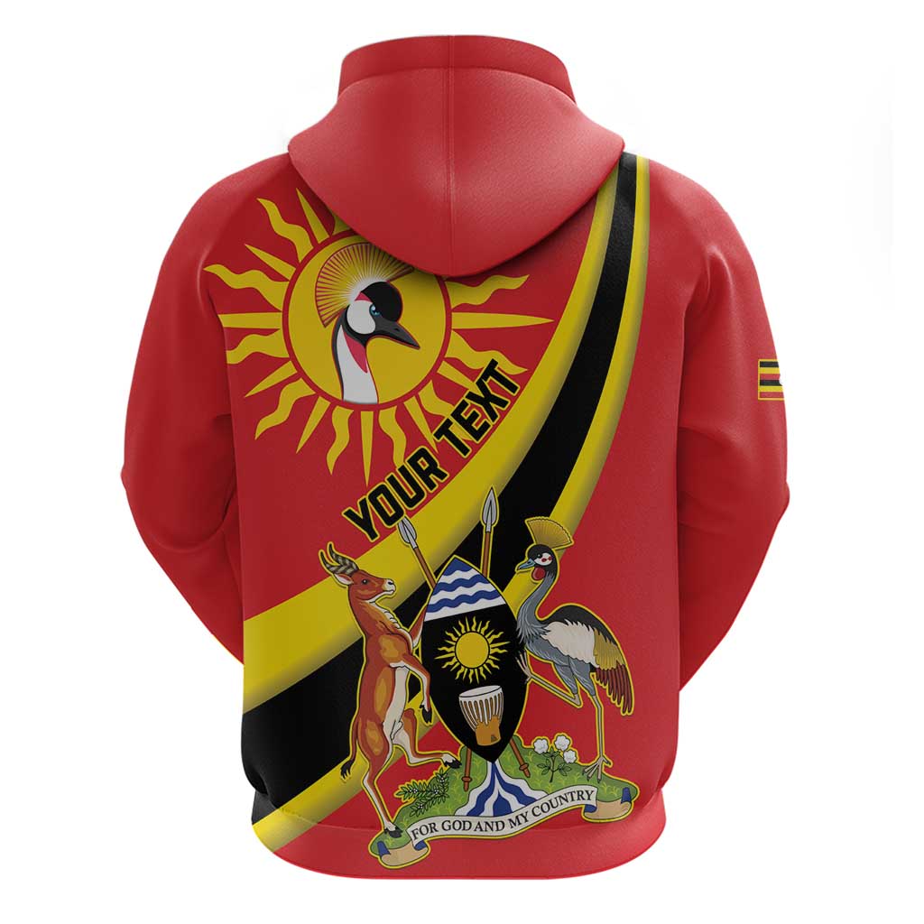 Personalized Uganda Hoodie Black Crowned Crane With Coat Of Arms LT15