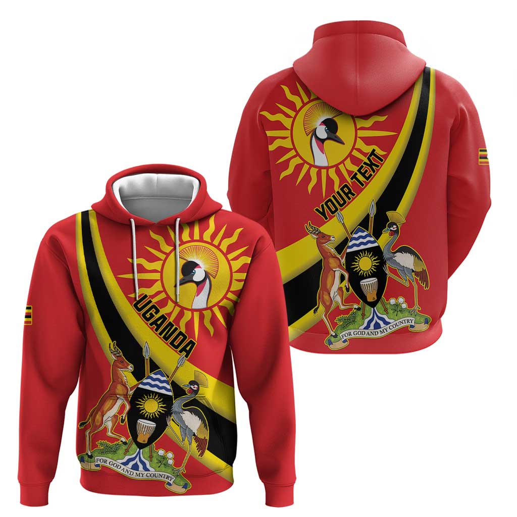 Personalized Uganda Hoodie Black Crowned Crane With Coat Of Arms LT15