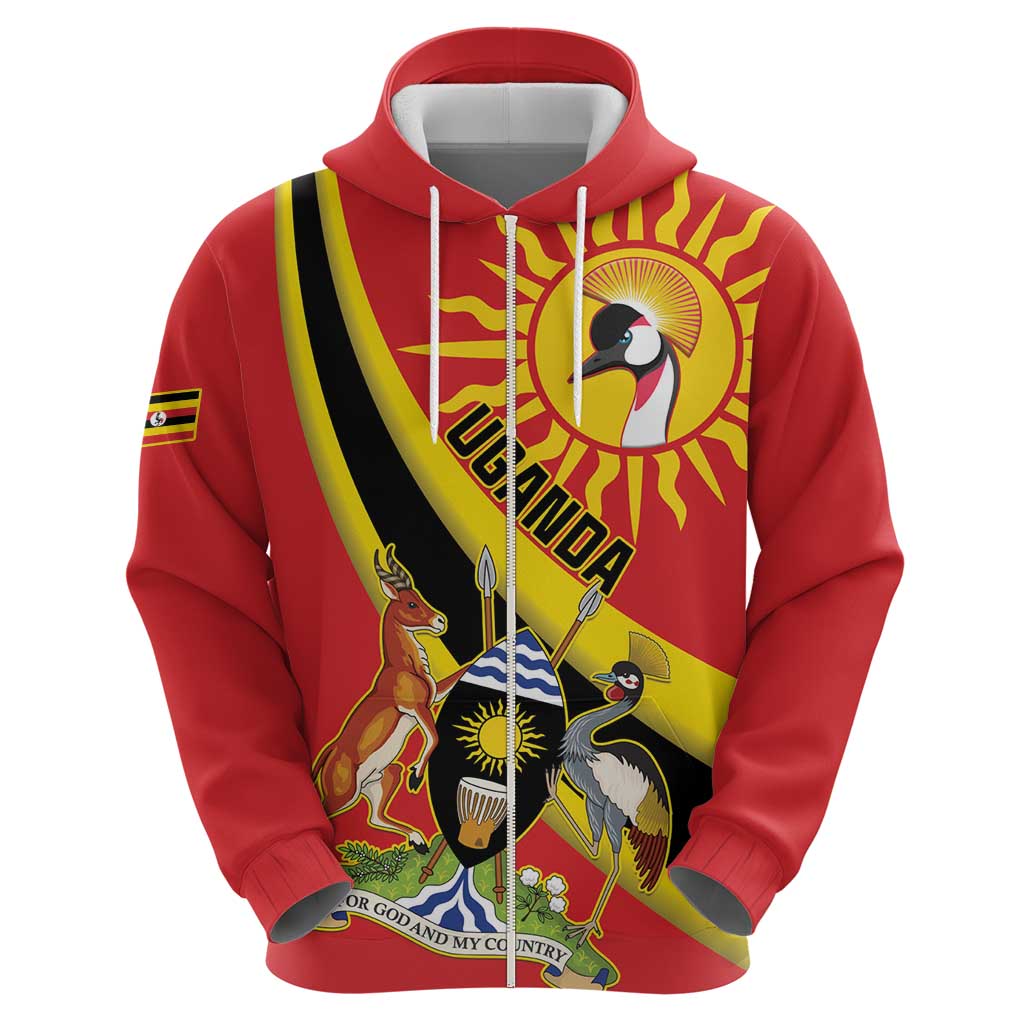 Personalized Uganda Hoodie Black Crowned Crane With Coat Of Arms LT15