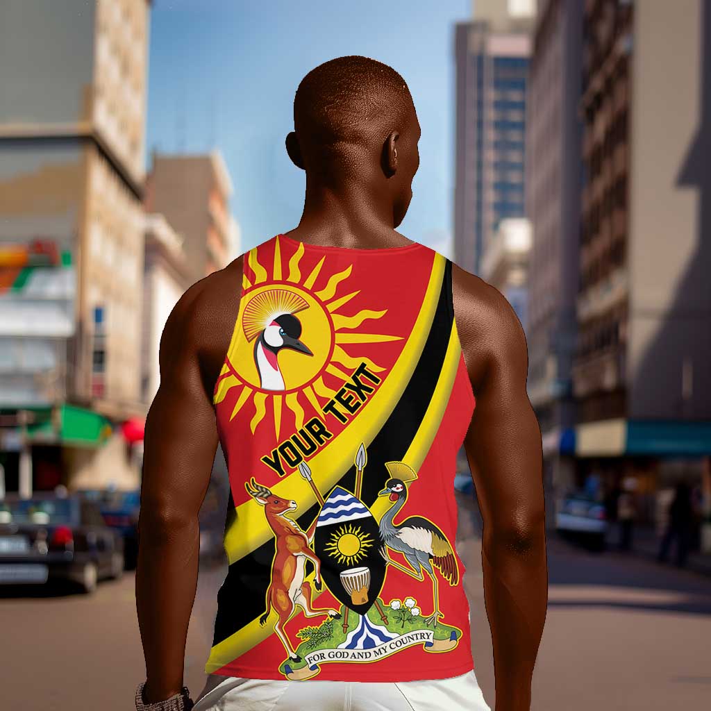 Personalised Afro Uganda Men Tank Top Black Crowned Crane With Coat Of Arms LT15