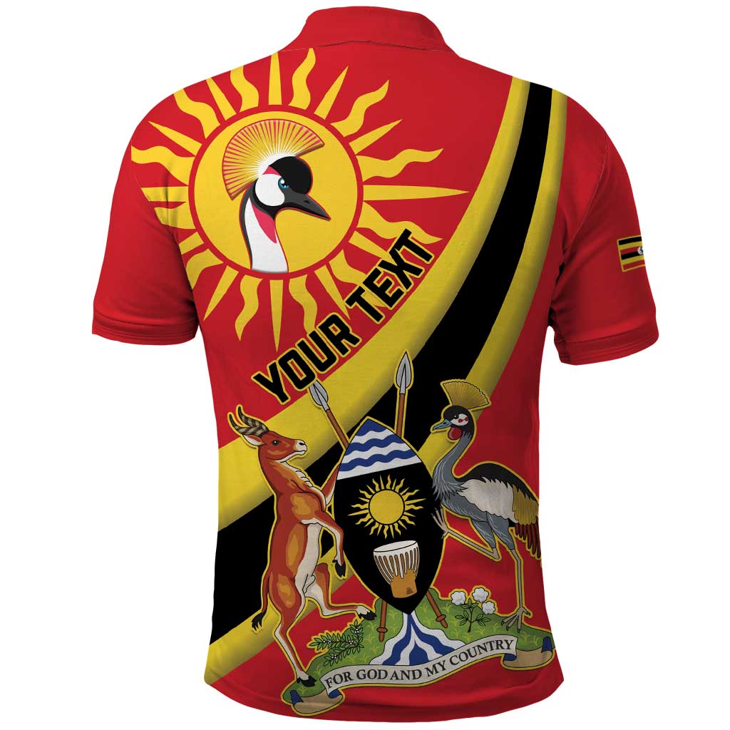 Personalized Uganda Polo Shirt Black Crowned Crane With Coat Of Arms LT15