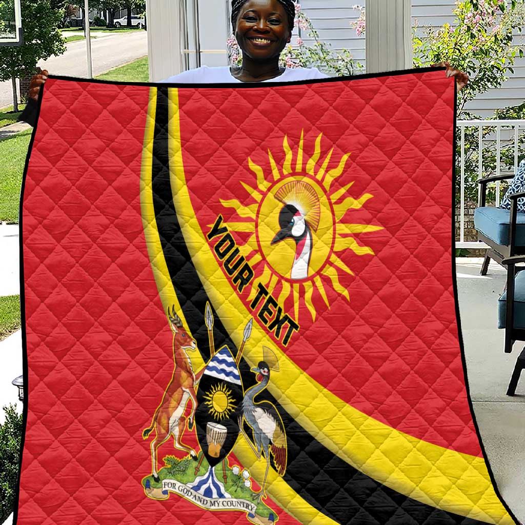 Personalised Afro Uganda Quilt Black Crowned Crane With Coat Of Arms LT15