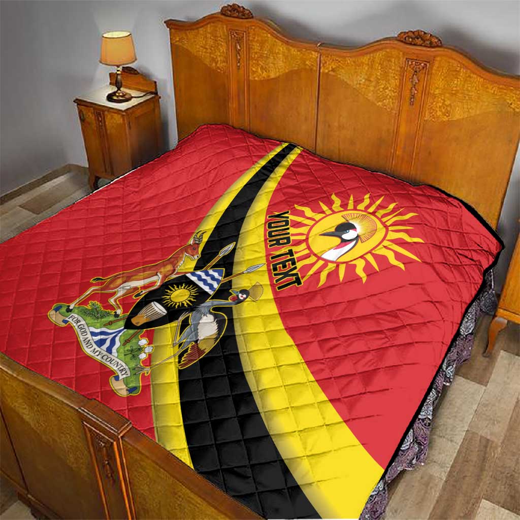 Personalised Afro Uganda Quilt Black Crowned Crane With Coat Of Arms LT15